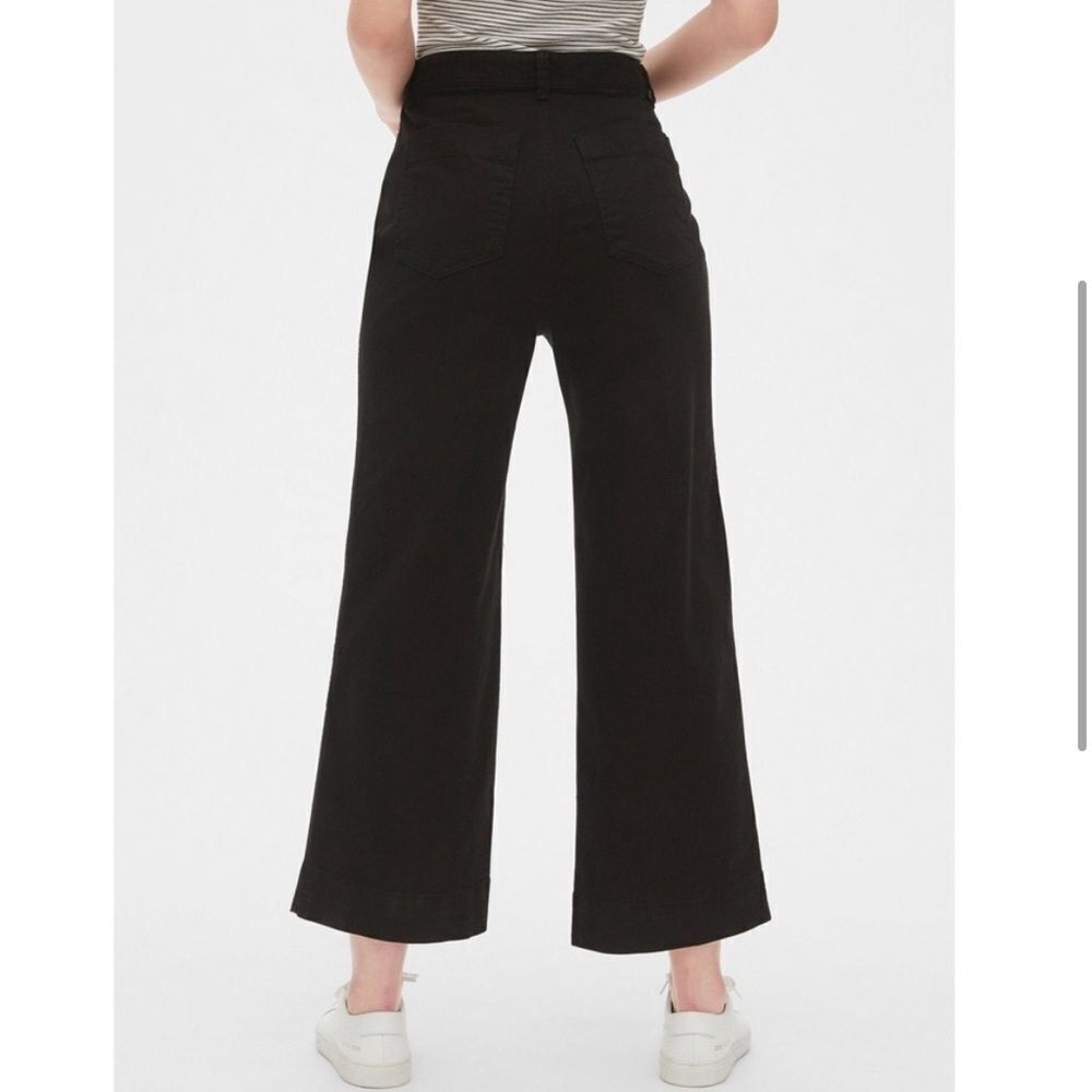 Gap High Rise Wide Leg Chino Crop Black Womens 10 Tall NEW - Picture 4 of 13
